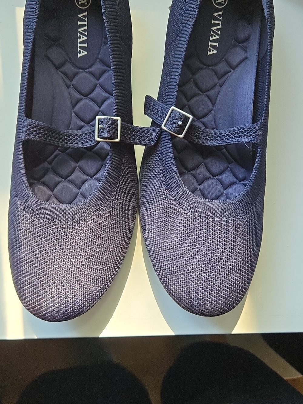 Navy Mary Jane Knit Flats for Women 8.5 - Picture 3 of 3